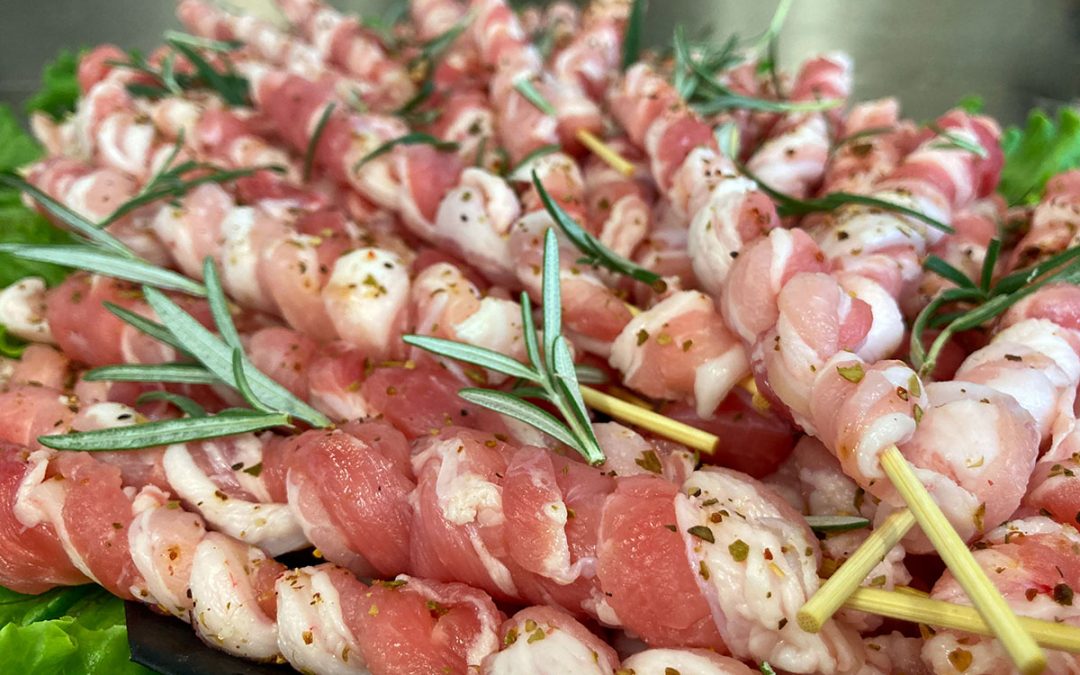 Arrosticini di pancetta macelleria Zamponi di Ancona